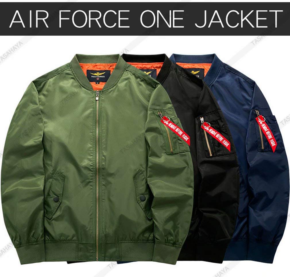 Tasahaya Military Flight Jacket with Men's Stand-Up Collar, Lightweight, Casual, Spring/Autumn (5XL, Gray)