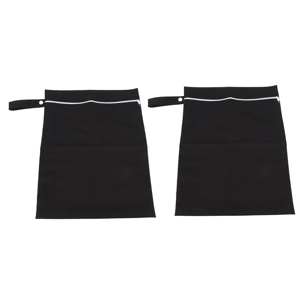 2pcs Black Wet Bag TPU Fabric Zipper Design Water Proof Storage Bag for Outdoor Wet Clothing