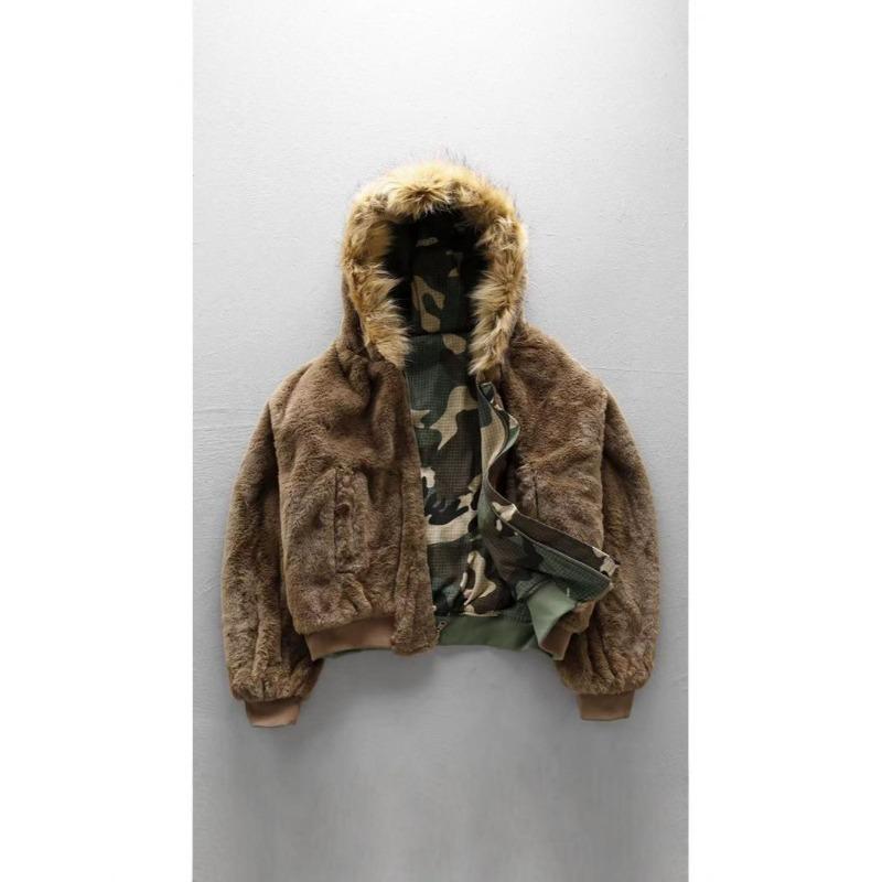 Chaqueta de Invierno con Capucha Camuflaje para Hombre - Doble Cara, con Borrego, Gruesa y Cálida