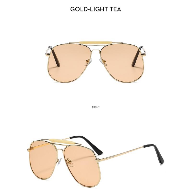 Women's sunglasses, men's and women's fashion large-frame double-beam metal sunglasses