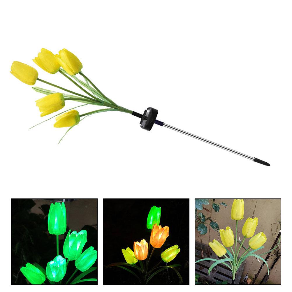 Solar Landscape Lights Outdoor Garden Lawn Lamp Tulips Pathway Flower for Outside