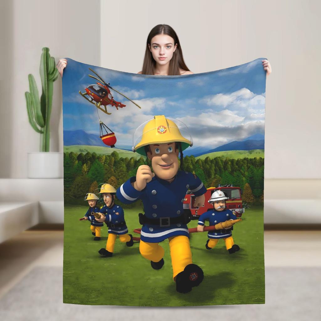 Firemans Sams Flannel Blanket Winter  Super Warm Throw Blanket for Girls Boys Outdoor Pattern Bedspread Sofa Bed Cover
