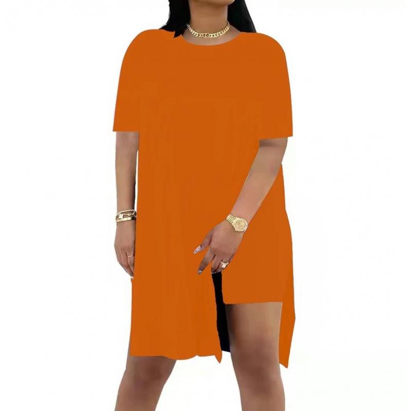 Summer 2025 Solid Color Loose Round Neck Short Sleeve Two-Piece Casual Set