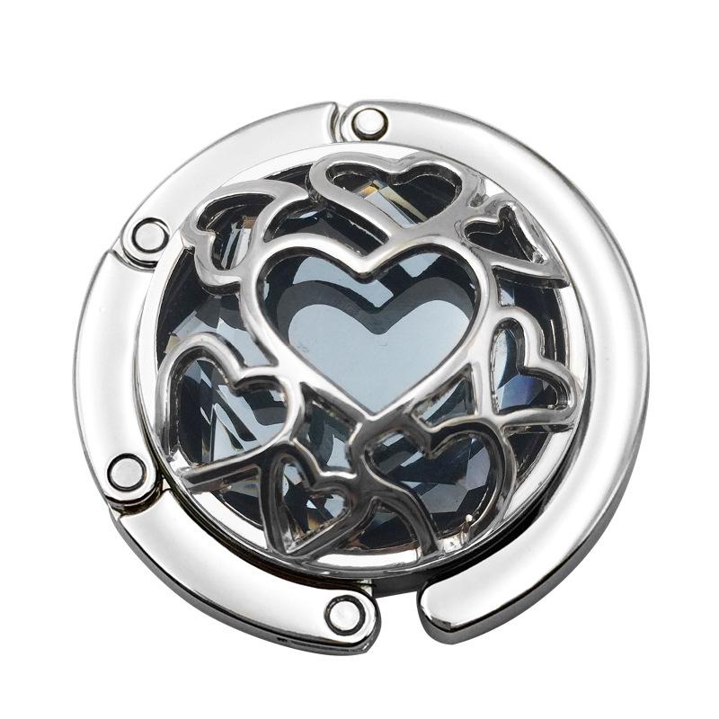 

Heart-Shaped Crystal Mesh Folding Bag Hook Diameter 4.5cm, Thickness 1.4cm