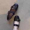 Blauer Schrank Französische Einzel Schuhe Damen Flache Pendler Ballerinas Sanfte Abendschuhe mit Rock Ein-Wort Schnalle Mary Jane Schuhe