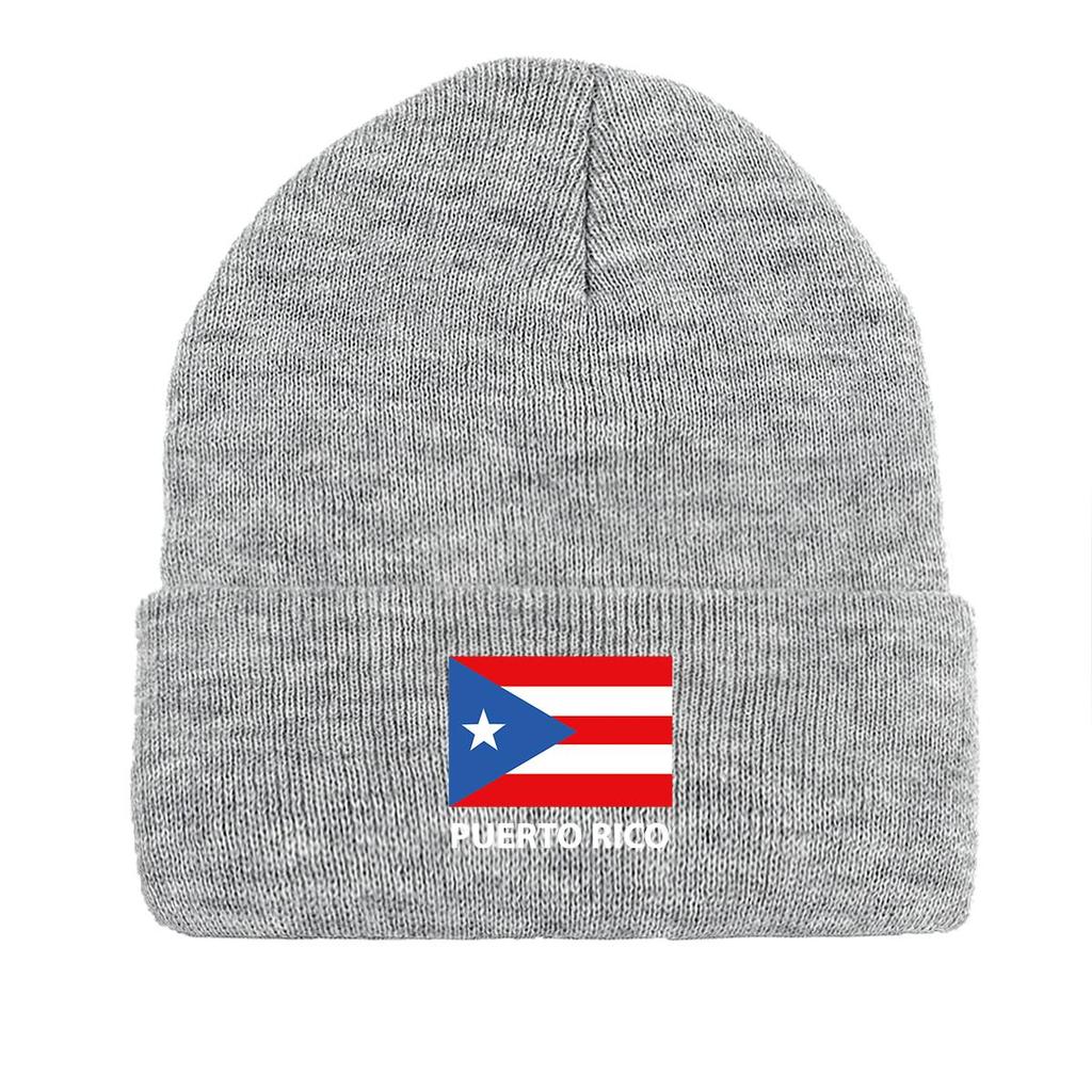 Puerto Rico Flag Warm Knit Cap Beanie, Patriotic Skullies Beanies Windproof Thermal Simple Headwear Knitted Cap Beanie
