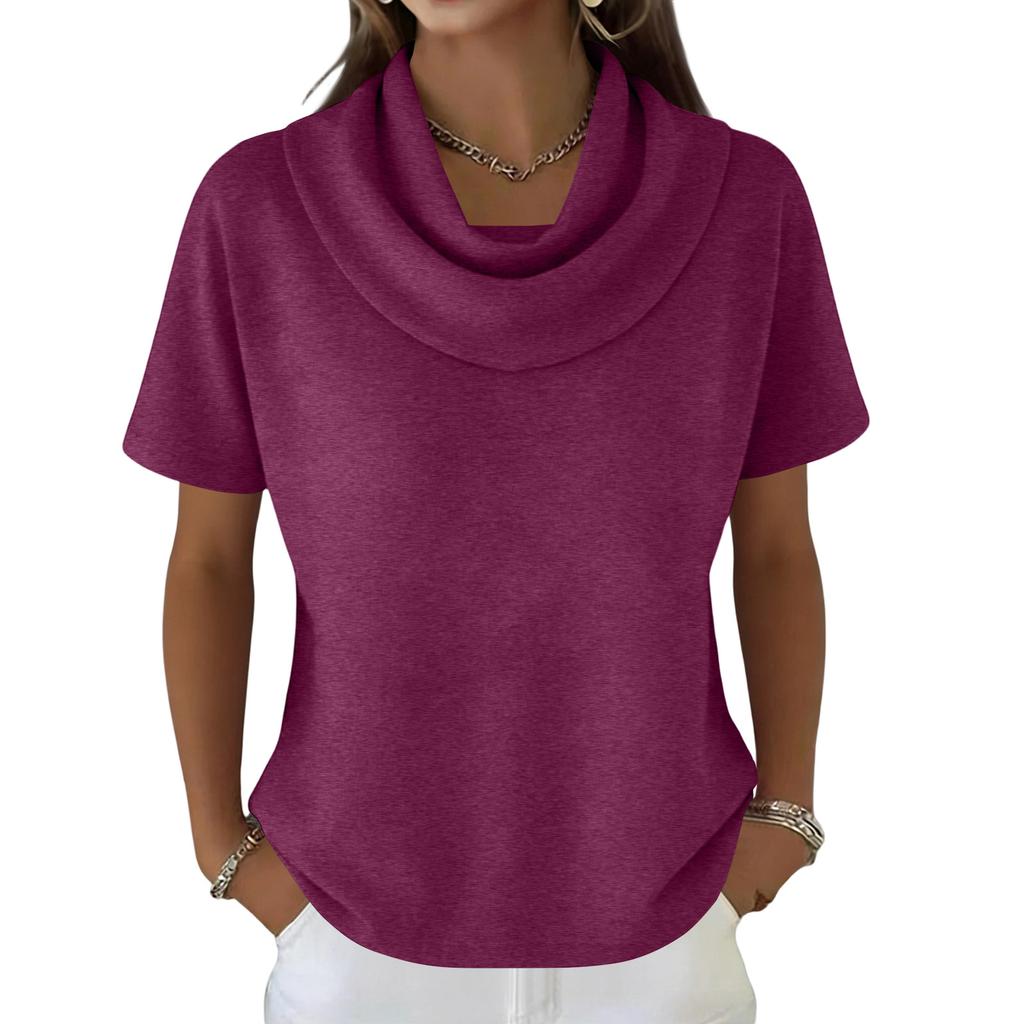 Women's Casual And Fashionable Round Neck Short Sleeved Color Top Sweater