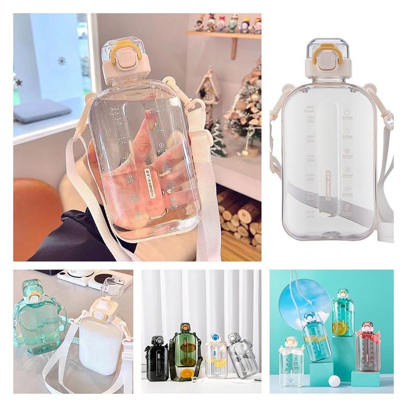 Flacher Typ Raumbecher mit Riemen Outdoor-Sport Wasserflasche für junge Erwachsene