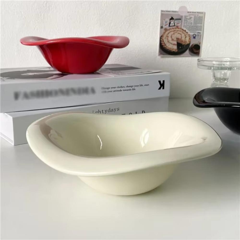 Solid Color Dessert Bowl Irregular Fruit Bowl Creative Wavy Salad Bowl  Afternoon Tea