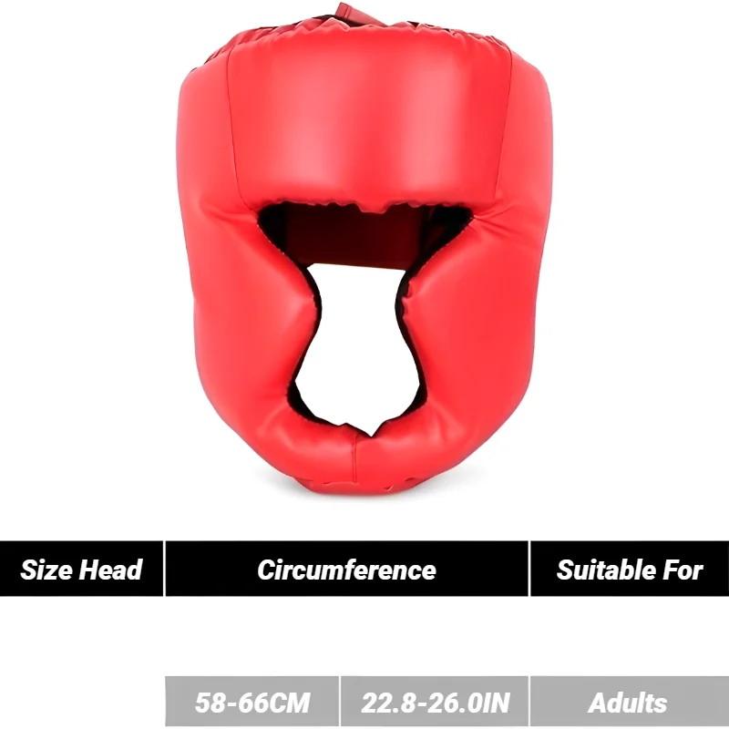 Full-Covered Thickened Leather Boxing Helmet Adult Karate Muay Thai Training Head Protector Gym Taekwondo Guard