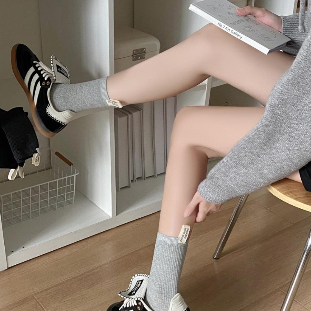 Heel Fabric Label Mid-Tube Socks Middle Tube Knitted Socks Fashion Snow Boot Socks  Fall