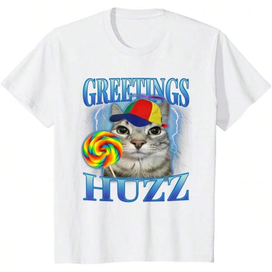 Мем Кот-Леденец Приветствия Хазз Забавные Глупые Коты Мозговая Гниль Унисекс Футболка S