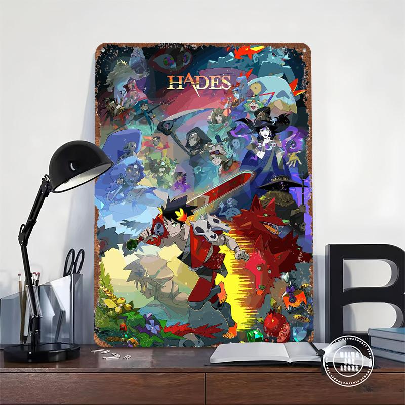 Hades Game Character Collage Tinplate Poster Customized Wall Art Vintage Retro Metal Signs for Apartment Decoration Room Decor