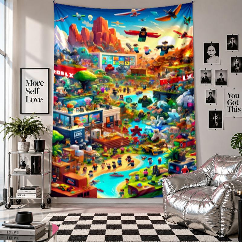 Wall TapestryRoblox Art Hanging Cloth Decorative Background Cover for Room Decoration