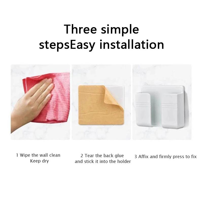 Suport de depozitare montat pe perete cu cârlig, încărcător de telefon ABS de înaltă calitate, suport pentru telecomandă, organizator de bucătărie pentru acasă