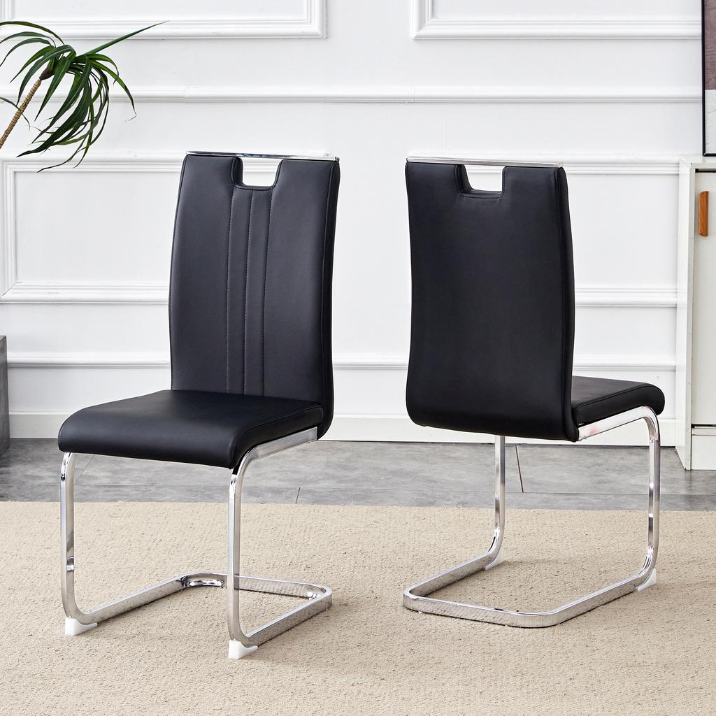 Set of 2 Black PU Material Arc-Shaped Chairs - Perfectly Integrated Into Industrial and Modern Home Design