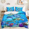 Set Copripiumino con Delfini e Tartarughe Oceaniche Sottomarine, Copriletto Barriera Corallina, Decorazioni Marine per la Casa, Regalo da Spiaggia, Set Biancheria da Letto Singolo/Matrimoniale/King Size