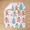 Gingerbread Xmas Flannel Blanket Blue Christmas Tree Candy Throw Blanket Western New Year Theme Cozy Throws for Bed Couch Sofa