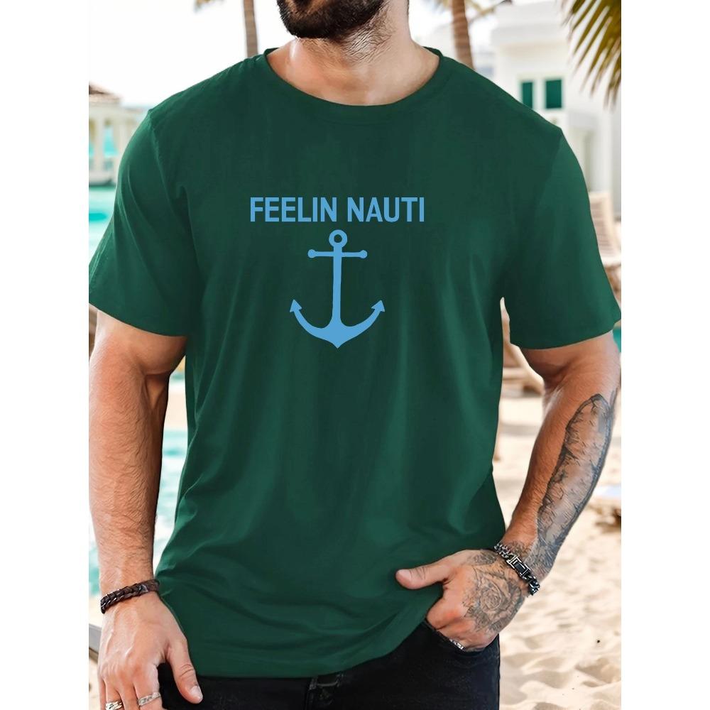 Men Pattern Summer Casual Round Neck Short T-shirt