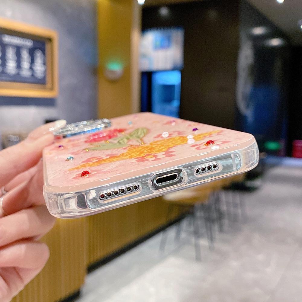 For iphone 15 Pro Max 14 plus Sparkling Pink Silver Lens Circle Fashion Flower Phone Case For iphone 15 14 13 12 Pro Max 11 Soft silicone Back Cover