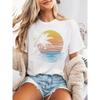 Tropical Palm Tree T-Shirt Soft Women's Tropical Palm Tree Graphic T-Shirt Short Sleeve Crew Neck Summer Woman