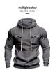 Men's American Style Heavyweight Plus Velvet Hooded Outdoor Workwear Sweatshirt - Multi-Pocket, Long Sleeve, Autumn/Winter Warmth