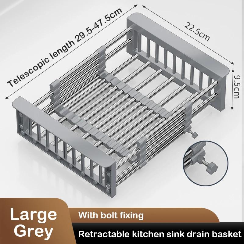 Retractable Drain Basket For Kitchen Sink Storage Basket For Washing Fruits And Vegetables Multifunctional Drain Rack
