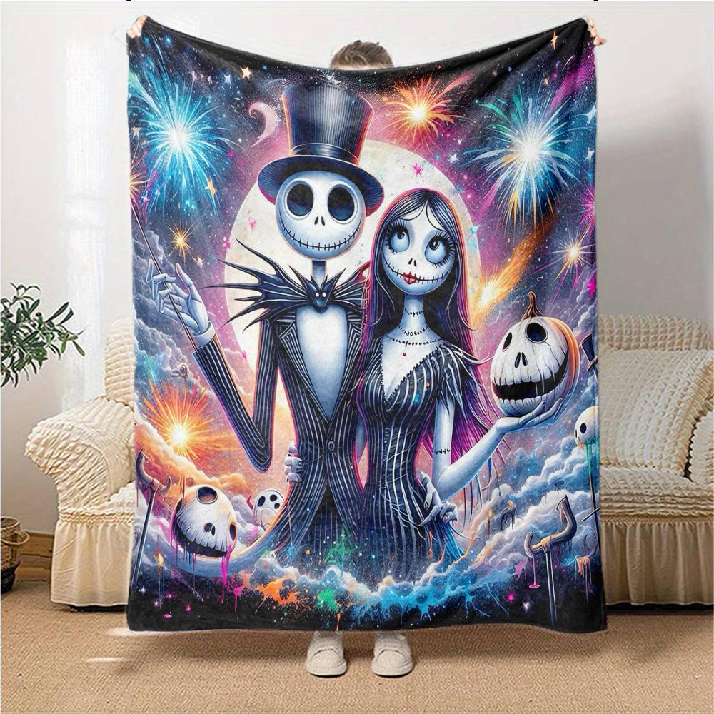 1Pc Christmas Nightmare Before Christmas Blanket Soft Throw Blanket For Home Bedroom Bed Sofa Travel Office Solid Christmas Blanket