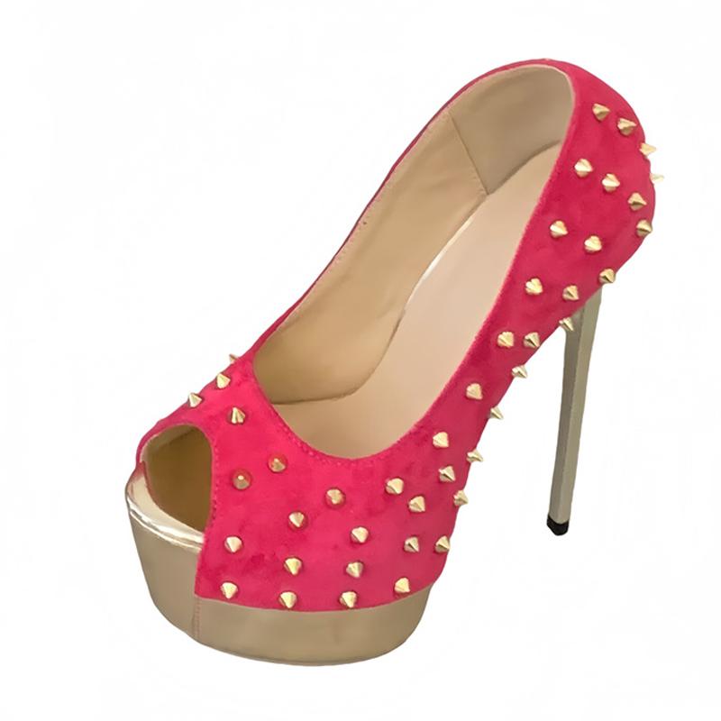 

Модные Liyke Сексуальные Туфли с Открытым Носком 16 см на Ремешке с Открытой Пяткой Свадебные Банкетные Туфли Модные Металлические Клепки Туфли-Платформа Женские Туфли-Шпильки Mujer 35 розы красного