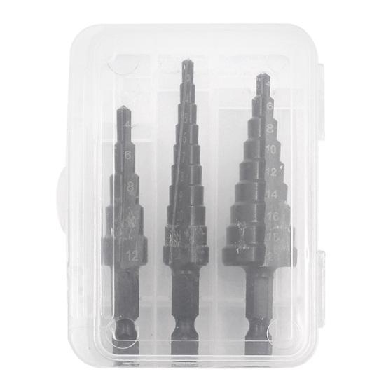 3Pcs Step Drill Bit Sharp High Hardness High-Speed Steel Hex Shank Straight Groove Step Drill Bit Home Supply