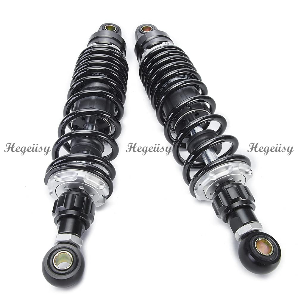 Hegeiisy 7mm Feder Universal Hinterradaufhängung Stoßdämpfer Einstellbare Dämpfung für Dirt und XJR1300 ATV, Quad, Fahrrad, Motorrad, (370mm, Schwarz)