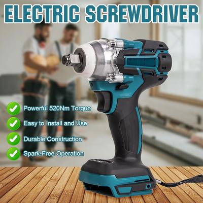 Battery Electric Drill Rechargeable Cordless Lithium Battery Drill No Battery Power Tool 1/2 Socket Electric Impact Spanner