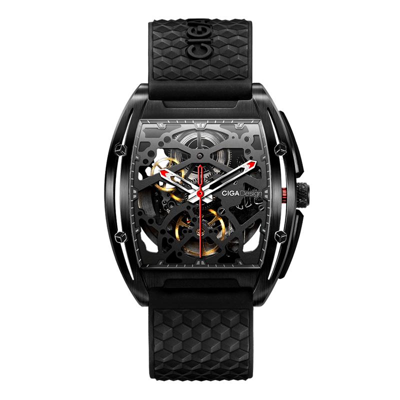 

CIGA Design винный бочонок двухсторонний полые механические мужские часы чёрный