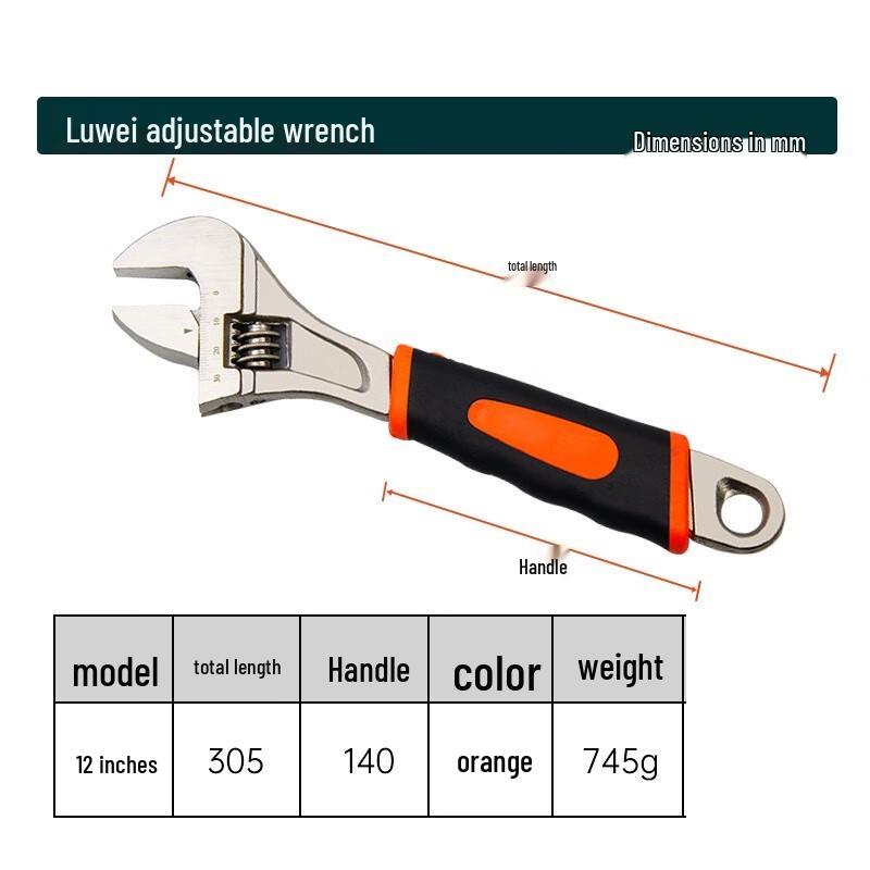 SMVP 12-inch Industrial Adjustable Wrench Set (2-Pack) CN plug (adapter included)
