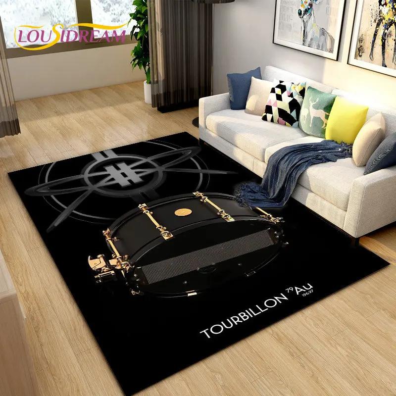 Drum Kit Music Instruments Area Rug Large,Carpet Rug for Living Room Bedroom Sofa Doormat Decoration,Kitchen Non-slip Floor Mat