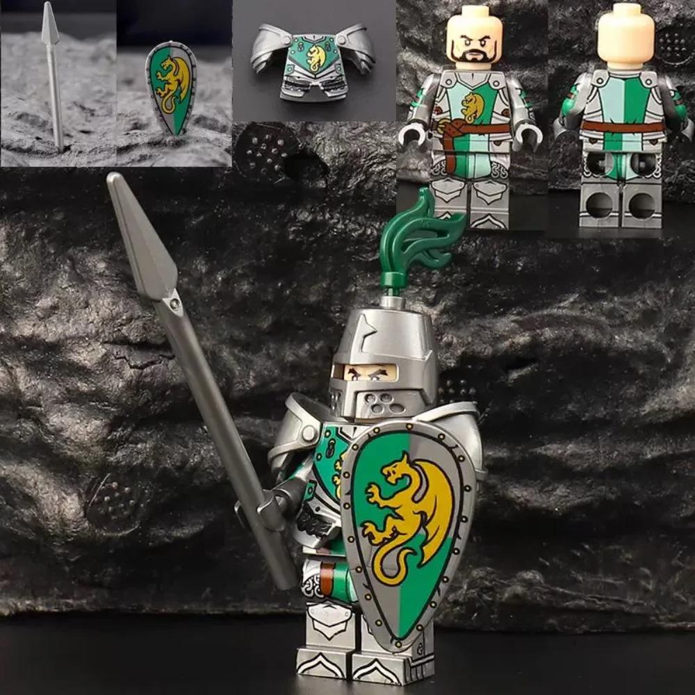[IN STOCK] FIGVERSE Medieval Green Dragon Knight Castle Wolf Warrior Third Party Puzzle Building Block Figures Toys DIY