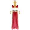 4-Piece Egyptian Queen Costume Set S-4XL for Womens - Crop Top Collar Sleeves and Side Slit Chiffon Skirt with Metallic Shiny Details