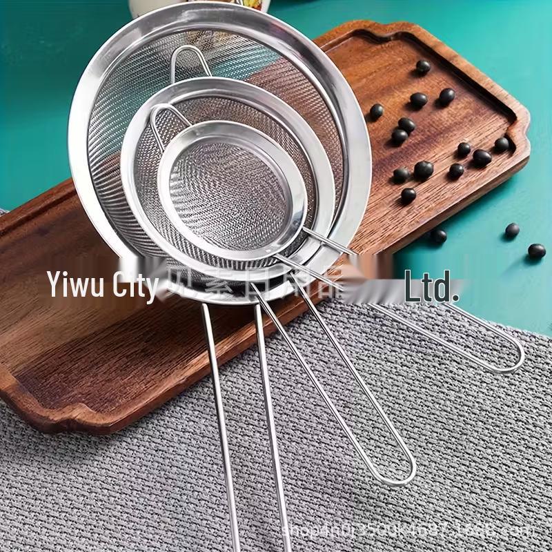 Stainless Steel Wide Edge Mesh Pointed Ear Oil Strainer & Flour Sieve Ladle