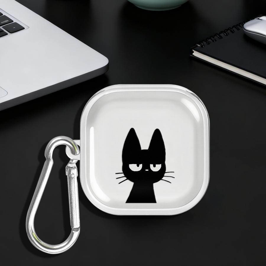 Clear Earphone Cases Cover With Hook Case For Samsung Galaxy Buds 3Pro 2 4Pro 2Pro 4 Pro 3 FE Live Cute Cartoon Cat