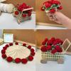 Rose Bouquet Coaster Hand Woven Rose Bouquet Placemat Crochet Flower Placemat Plant Ornament Decor Finished Product Gift