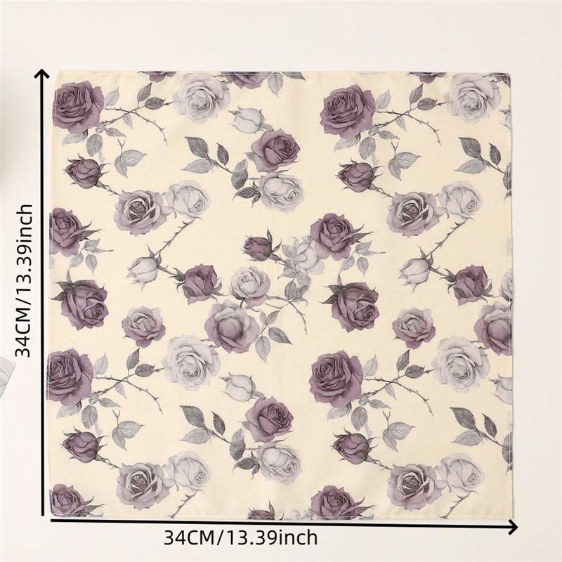 1Pc 34x34cm Thin Cotton Retro Flower Printed Women Pocket Handkerchief Scarf Absorbent Wipe Sweat Towel