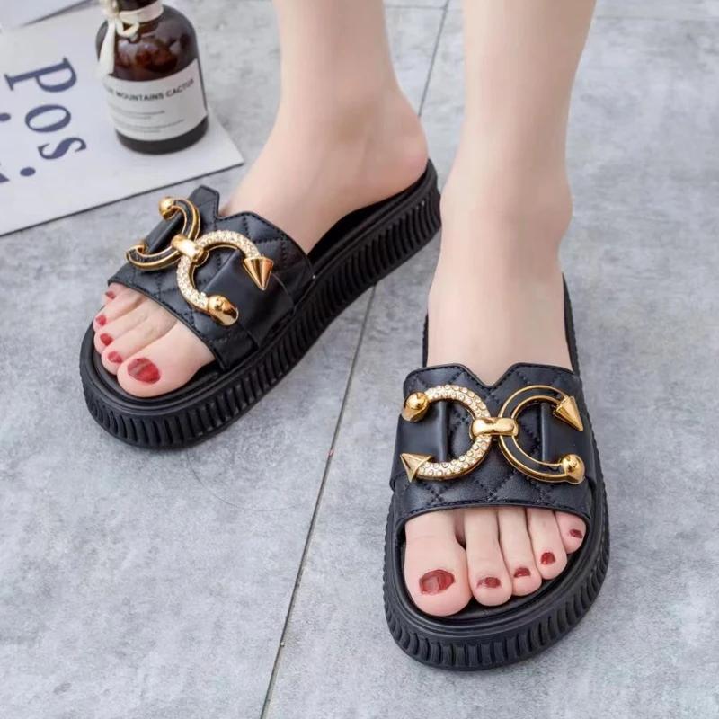 Мода Новая Мода Женские Тапочки Лето Женские Тапочки Для Дома Улицы Вьетнамки Пляжная — фото 3