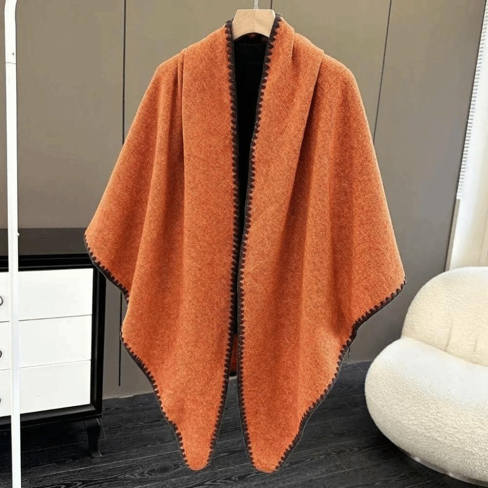 Loose Fit Knitted Poncho Cape Thick Women Shawl Fashion Warm Shawl Scarf Office Wear