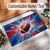 American Football Theme Soft Crystal Velvet Rug Custom Name & Text Print Non Slip Floor Rug for Bedroom Living Room