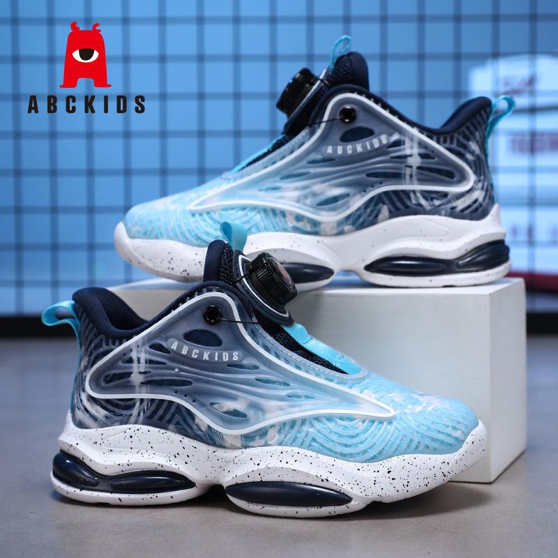 2025 New Boys Sneakers Spring and Autumn Middle and Older Children Lightweight Soft Sole Rotating Buckle Boys Versatile Breathable Basketball Shoes