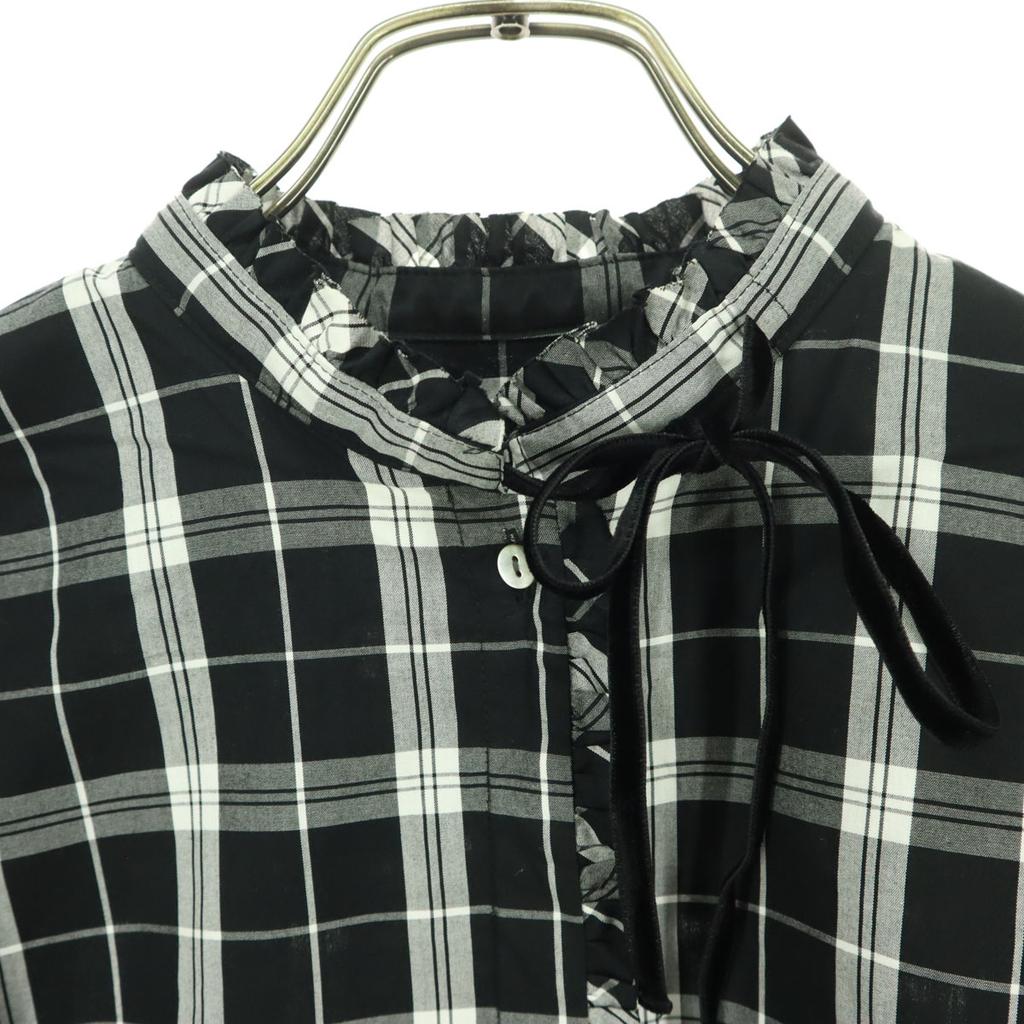 MIDIUMISOLID made in Japan Check Pattern Long sleeve blouse Black series Women Used