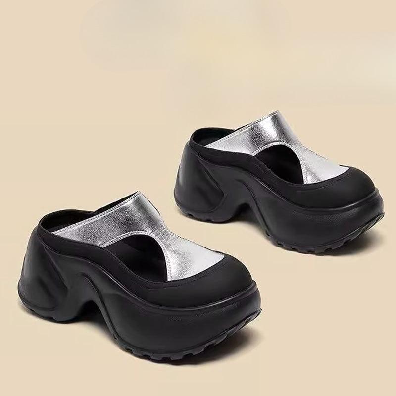 

Шлепанцы на толстой подошве с увеличением роста, шлепанцы, женская обувь на высоком каблуке 40 серебряный