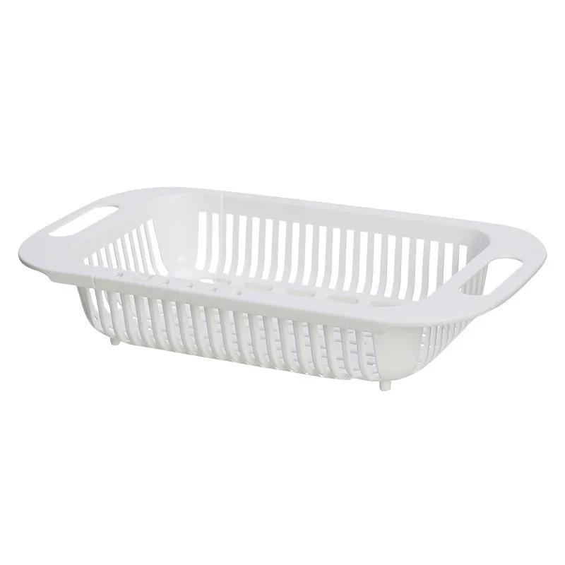 Drain Basket Bowl Rack Kitchen Fruit Basin Storage Sink Retractable