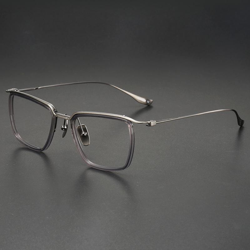 Retro Square Frame Pure Titanium Glasses for Science & Engineering - Large Frame, Myopia-Compatible