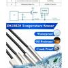 DS18B20 Temperature Sensor Probe 304 Stainless Steel 6*30MM OD 3.0MM Waterproof Dustproof Sensors Cable 1M Length